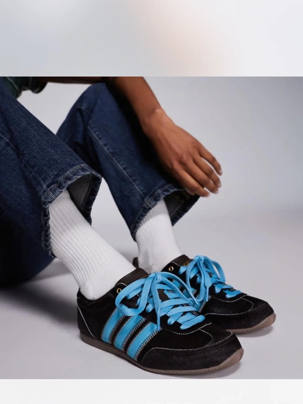 adidas Japan Black Sneakers with Blue Three-Stripes